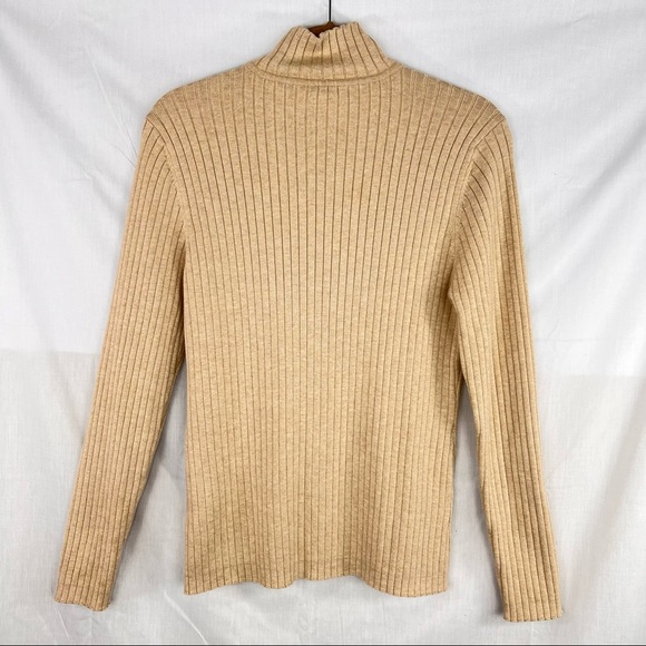 J. Mclaughlin Womens Full Zip Ribbed Tan Cardigan Size XL Closet Staple Casual - Picture 3 of 11